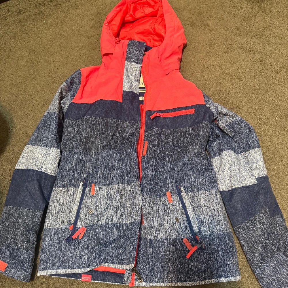 Roxy ski coat link and blue women’s small